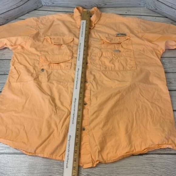 Columbia Mens PFG Button Down Fishing Shirt Vented Pro Gear Orange Size XL - Picture 5 of 12